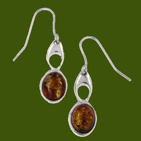 Image 0 of Celtic Bird Knotwork Amber Stylish Pewter Sheppard Hook Earrings