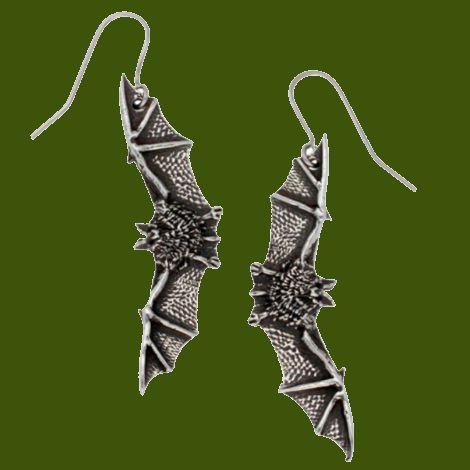 Image 0 of Flying Bat Animal Themed Sheppard Hook Stylish Pewter Earrings