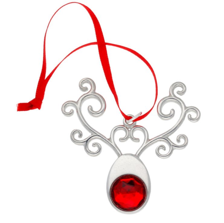 Image 1 of Rudolph Christmas Red Crystal Stylish Pewter Tree Ornament Decoration