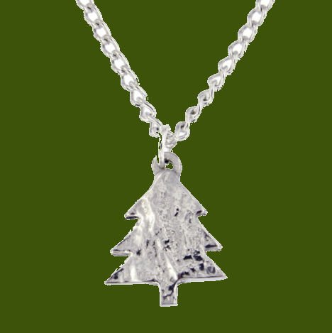 Image 0 of Christmas Tree Textured Polished Small Stylish Pewter Pendant