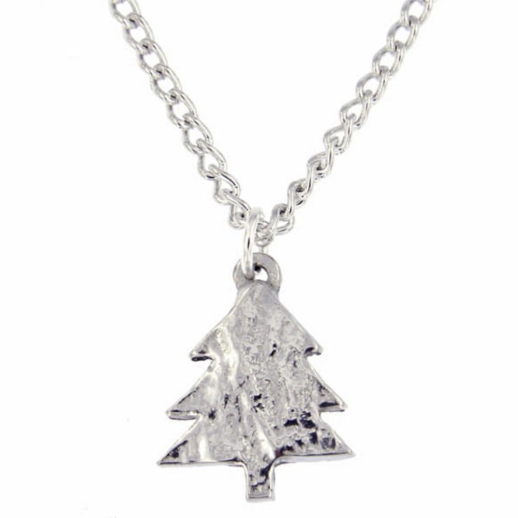 Image 1 of Christmas Tree Textured Polished Small Stylish Pewter Pendant