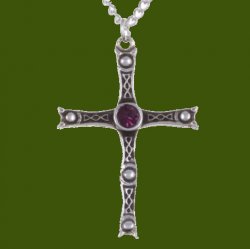 Staffordshire Hoard Cross Purple Crystal Stone Stylish Pewter Pendant
