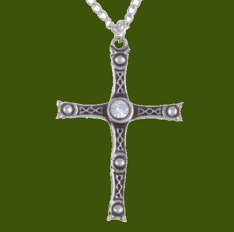 Image 0 of Staffordshire Hoard Cross Clear Crystal Stone Stylish Pewter Pendant