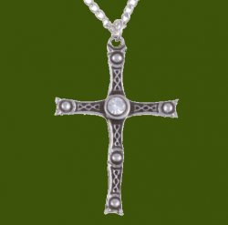 Staffordshire Hoard Cross Clear Crystal Stone Stylish Pewter Pendant