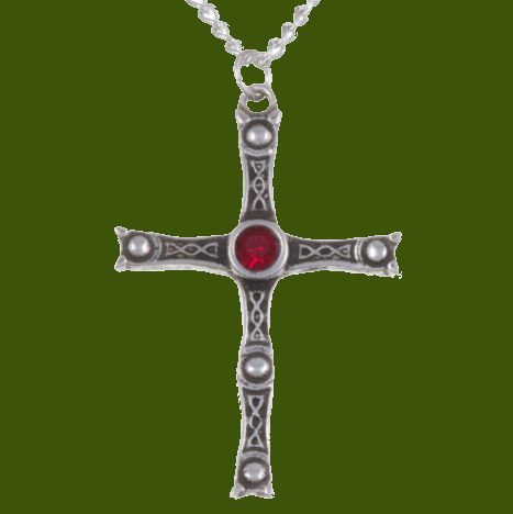 Image 0 of Staffordshire Hoard Cross Ruby Red Crystal Stone Stylish Pewter Pendant