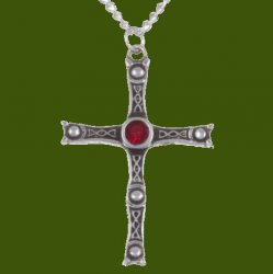 Staffordshire Hoard Cross Ruby Red Crystal Stone Stylish Pewter Pendant