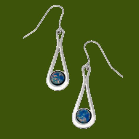 Image 0 of Teardrop Opal Glass Stone Stylish Pewter Sheppard Hook Earrings