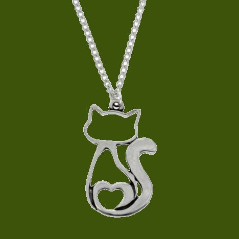 Image 0 of Love Cat Animal Themed Stylish Pewter Pendant