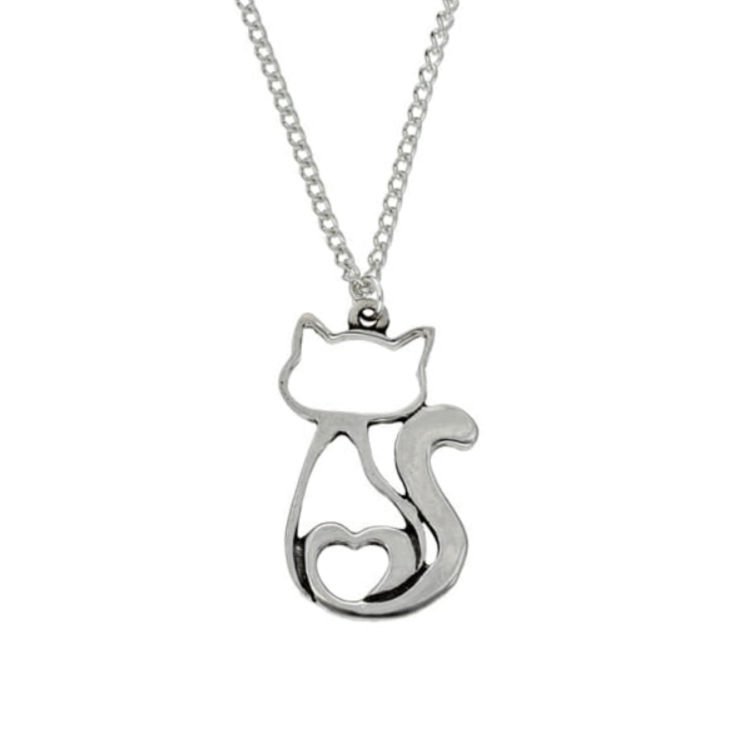 Image 1 of Love Cat Animal Themed Stylish Pewter Pendant