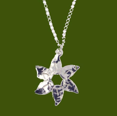 Image 0 of Petal Flower Planished Polished Stylish Pewter Pendant