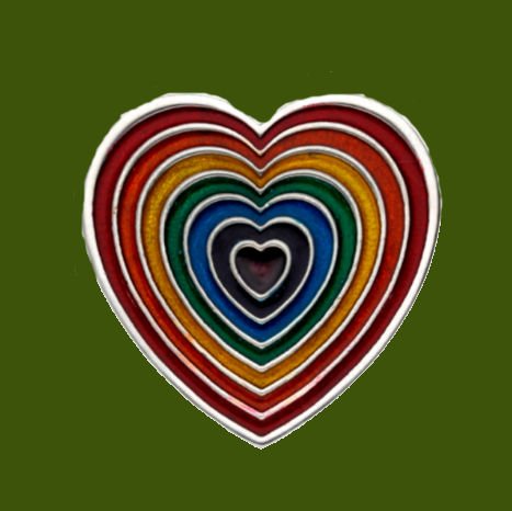 Image 0 of Heart Rainbow Enamel Love Themed Stylish Pewter Brooch