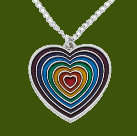 Image 0 of Heart Rainbow Enamel Love Themed Stylish Pewter Pendant