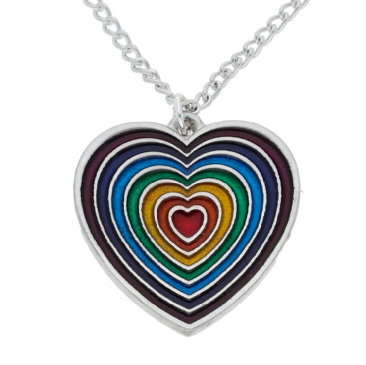 Image 1 of Heart Rainbow Enamel Love Themed Stylish Pewter Pendant