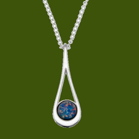 Image 0 of Teardrop Opal Glass Stone Stylish Pewter Pendant