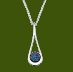 Teardrop Opal Glass Stone Stylish Pewter Pendant