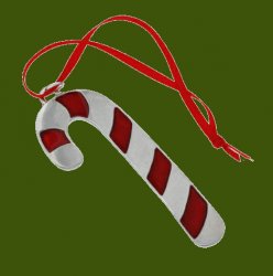 Candy Cane Red Enamel Stylish Pewter Tree Ornament Decoration