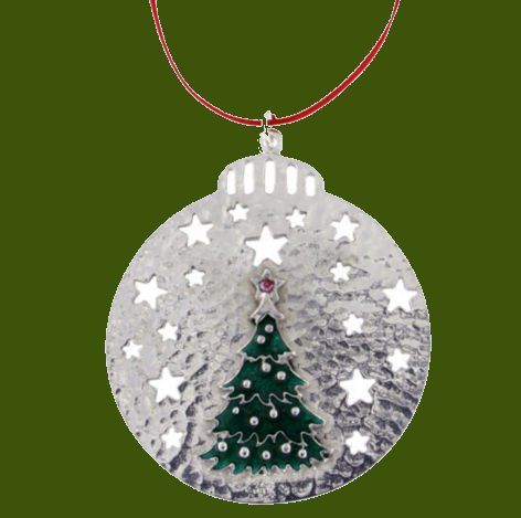 Image 0 of Christmas Tree Green Enamel Red Crystal Stylish Pewter Tree Ornament Decoration