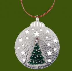 Christmas Tree Green Enamel Red Crystal Stylish Pewter Tree Ornament Decoration