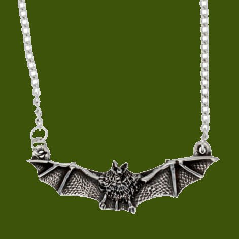 Image 0 of Flying Bat Animal Themed Stylish Pewter Necklace