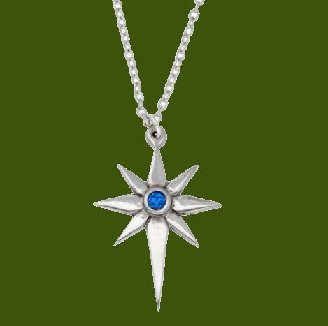 Image 0 of Christmas Star Blue Crystal Polished Stylish Pewter Pendant