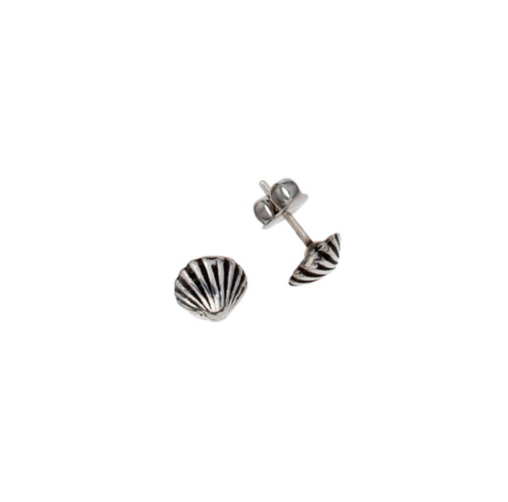 Image 1 of St Michaels Way Shell Marine Themed Small Stud Stylish Pewter Earrings