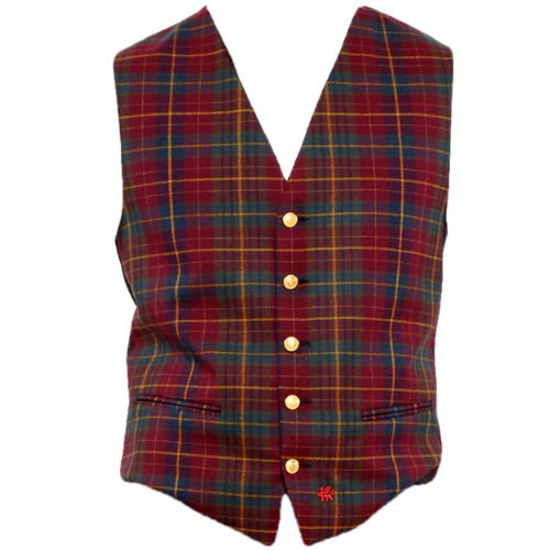Image 4 of Madoc Welsh Tartan Wool Fabric Mens Vest Waistcoat