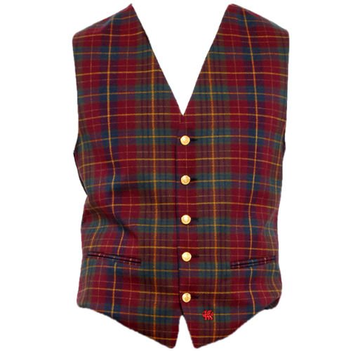 Image 4 of Pride Of Wales National Welsh Tartan Wool Fabric Mens Vest Waistcoat