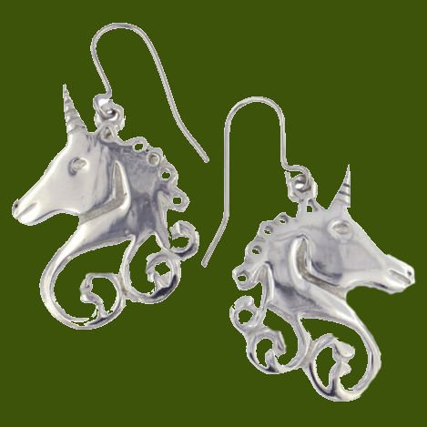 Image 0 of Unicorn Mystical Creature Themed Sheppard Hook Stylish Pewter Earrings
