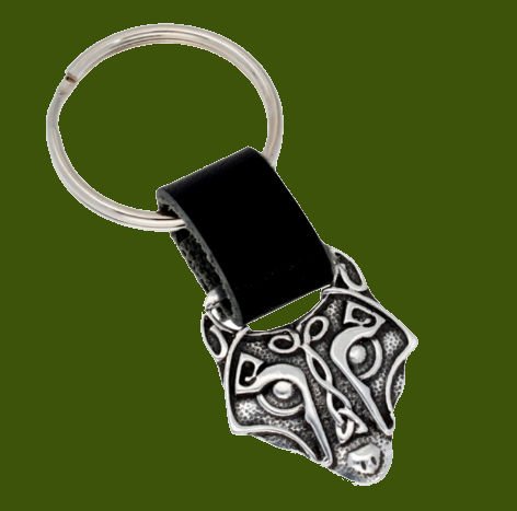 Image 0 of Wolf Head Celtic Knotwork Stylish Pewter Celtic Knotwork Key Ring