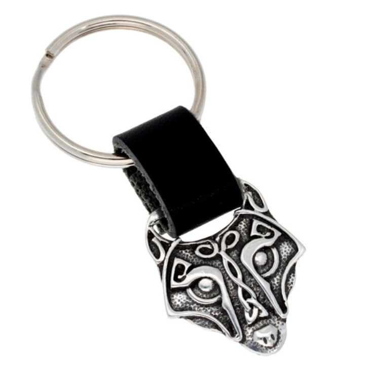 Image 1 of Wolf Head Celtic Knotwork Stylish Pewter Celtic Knotwork Key Ring