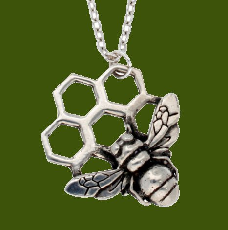 Image 0 of Bee With Honeycomb Insect Themed Stylish Pewter Pendant