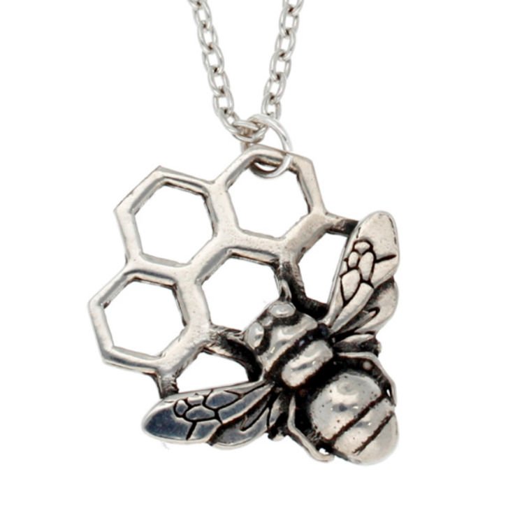 Image 1 of Bee With Honeycomb Insect Themed Stylish Pewter Pendant