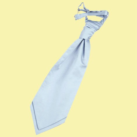 Image 0 of Baby Blue Mens Plain Satin Pre-tied Ruche Wedding Cravat Necktie 