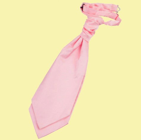 Image 0 of Baby Pink Mens Plain Satin Pre-tied Ruche Wedding Cravat Necktie 