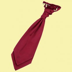 Burgundy Mens Plain Satin Pre-tied Ruche Wedding Cravat Necktie 