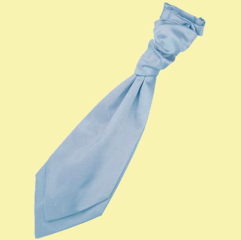 Image 0 of Dusty Blue Boys Plain Satin Pre-tied Ruche Wedding Cravat Necktie 