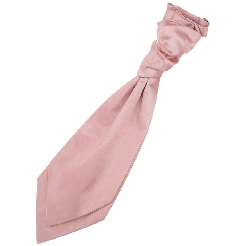 Image 1 of Dusty Pink Boys Plain Satin Pre-tied Ruche Wedding Cravat Necktie 