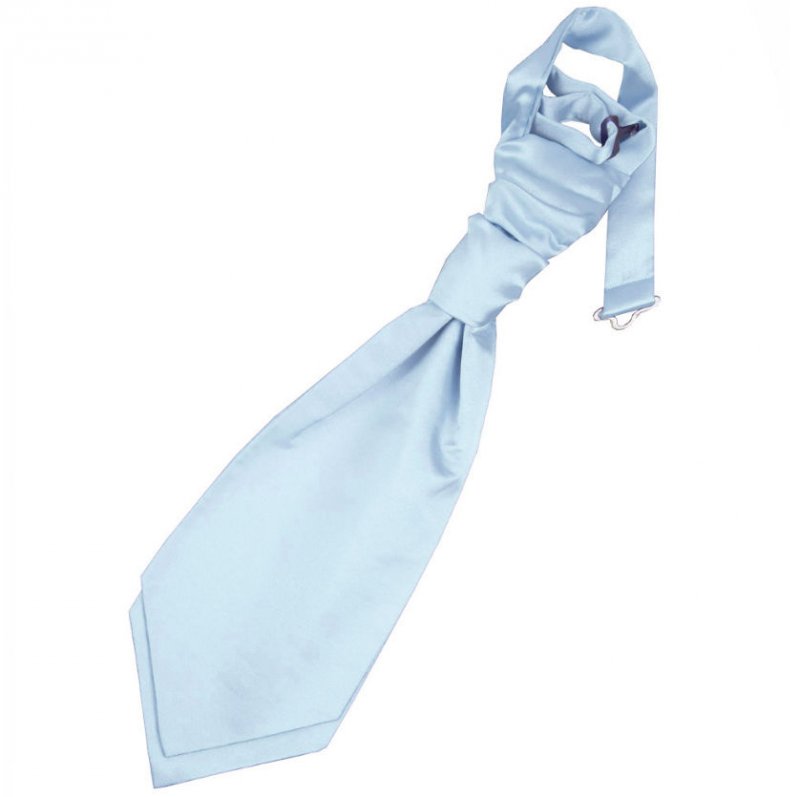 Image 1 of Baby Blue Boys Plain Satin Pre-tied Ruche Wedding Cravat Necktie 
