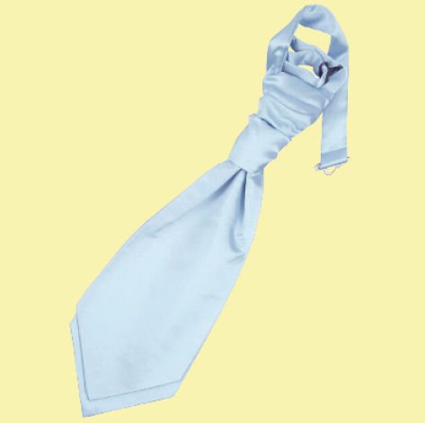 Image 0 of Baby Blue Boys Plain Satin Pre-tied Ruche Wedding Cravat Necktie 