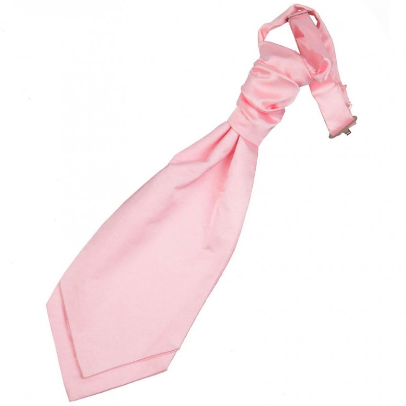 Image 1 of Baby Pink Boys Plain Satin Pre-tied Ruche Wedding Cravat Necktie 