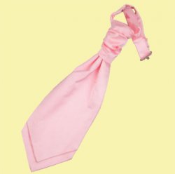 Baby Pink Boys Plain Satin Pre-tied Ruche Wedding Cravat Necktie 