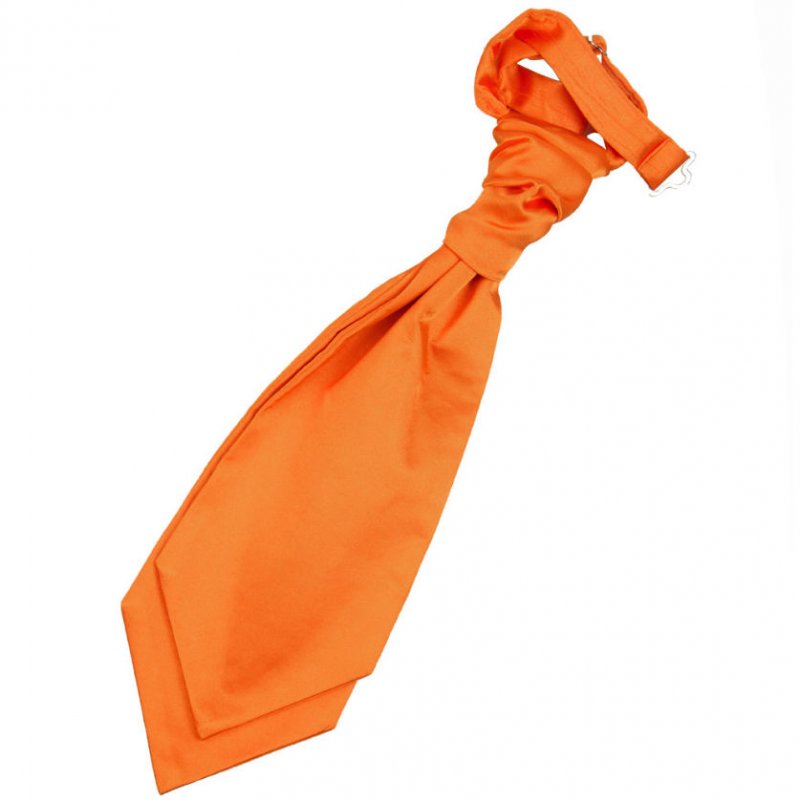 Image 1 of Burnt Orange Boys Plain Satin Pre-tied Ruche Wedding Cravat Necktie 
