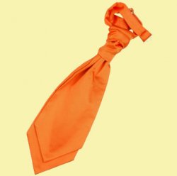 Burnt Orange Boys Plain Satin Pre-tied Ruche Wedding Cravat Necktie 