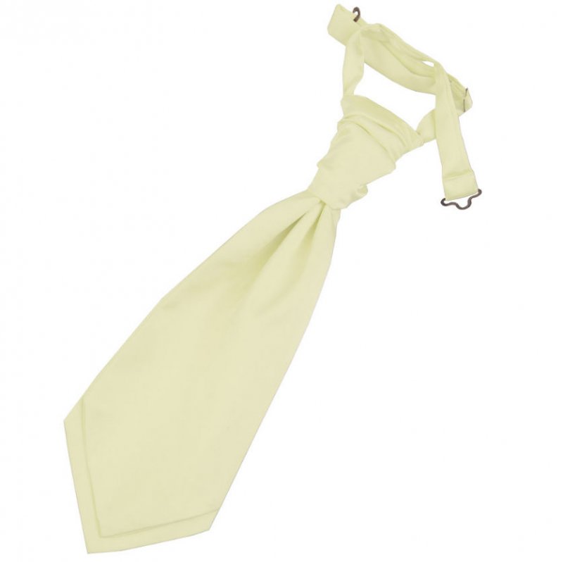Image 1 of Champagne Boys Plain Satin Pre-tied Ruche Wedding Cravat Necktie 