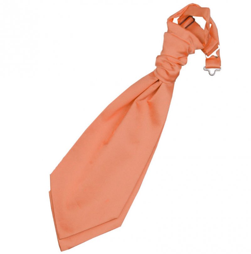 Image 1 of Coral Boys Plain Satin Pre-tied Ruche Wedding Cravat Necktie 