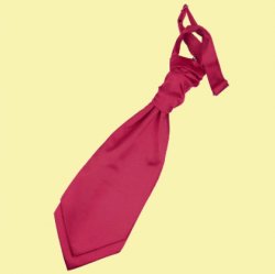 Crimson Red Boys Plain Satin Pre-tied Ruche Wedding Cravat Necktie 