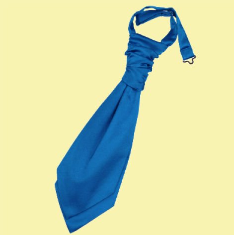 Image 0 of Electric Blue Boys Plain Satin Pre-tied Ruche Wedding Cravat Necktie 