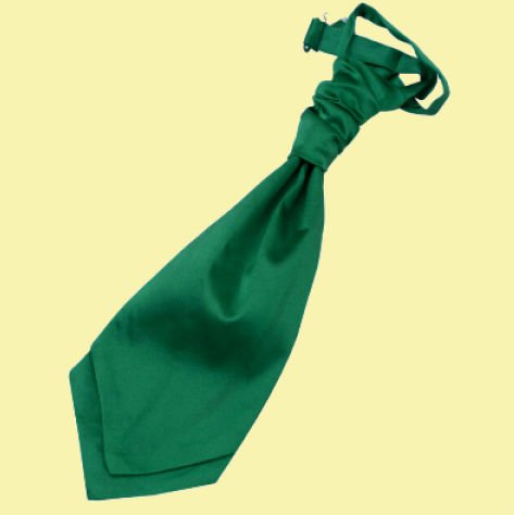 Image 0 of Emerald Green Boys Plain Satin Pre-tied Ruche Wedding Cravat Necktie 