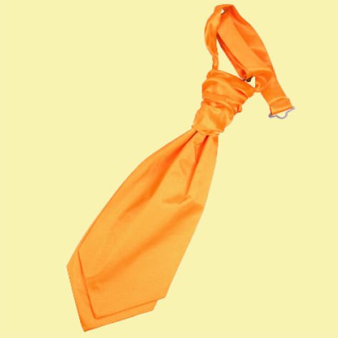 Image 0 of Fluorescent Orange Boys Plain Satin Pre-tied Ruche Wedding Cravat Necktie 