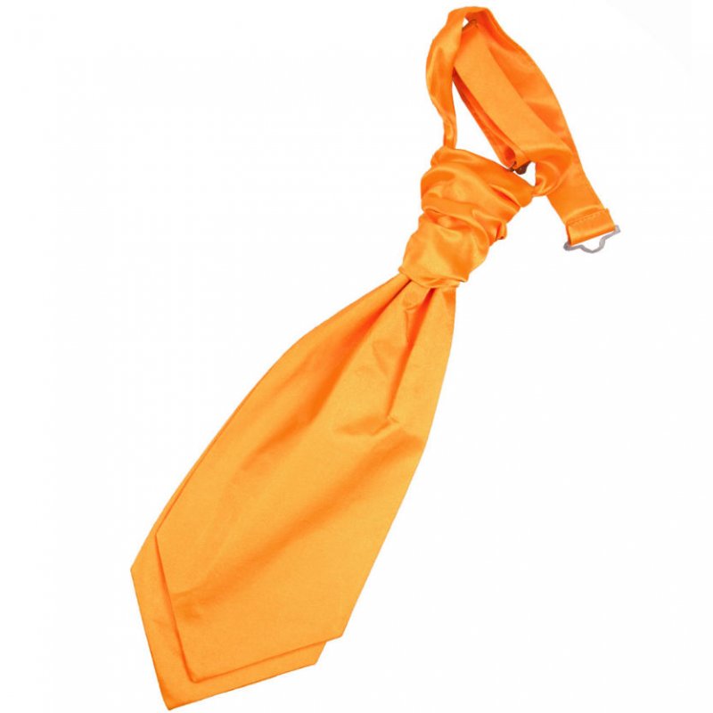 Image 1 of Fluorescent Orange Boys Plain Satin Pre-tied Ruche Wedding Cravat Necktie 